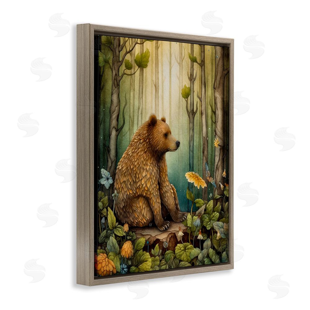 The Dutch Lady Bear in Magical Forest Brown Floating Frame Canvas Wall Art Print