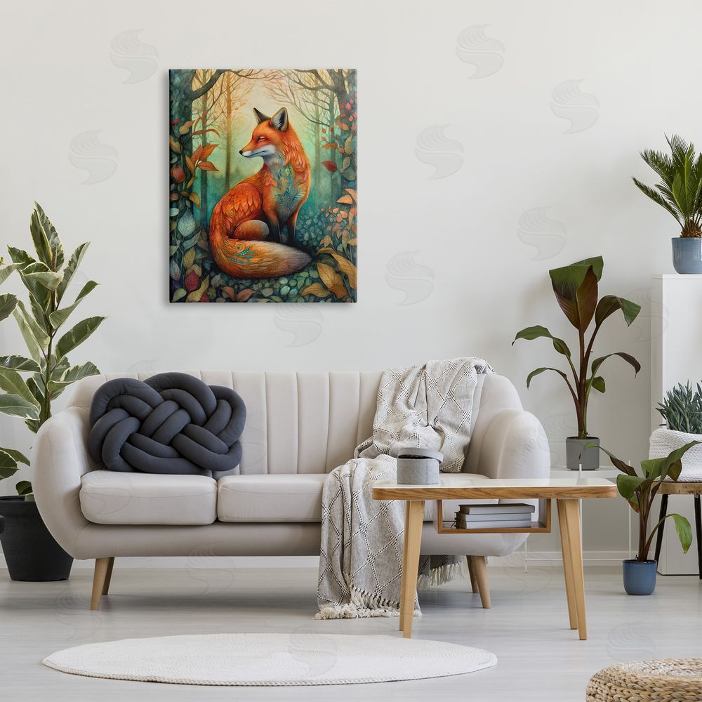 The Dutch Lady Vibrant Fox in Forest Foliage Canvas Wall Art Print in Room