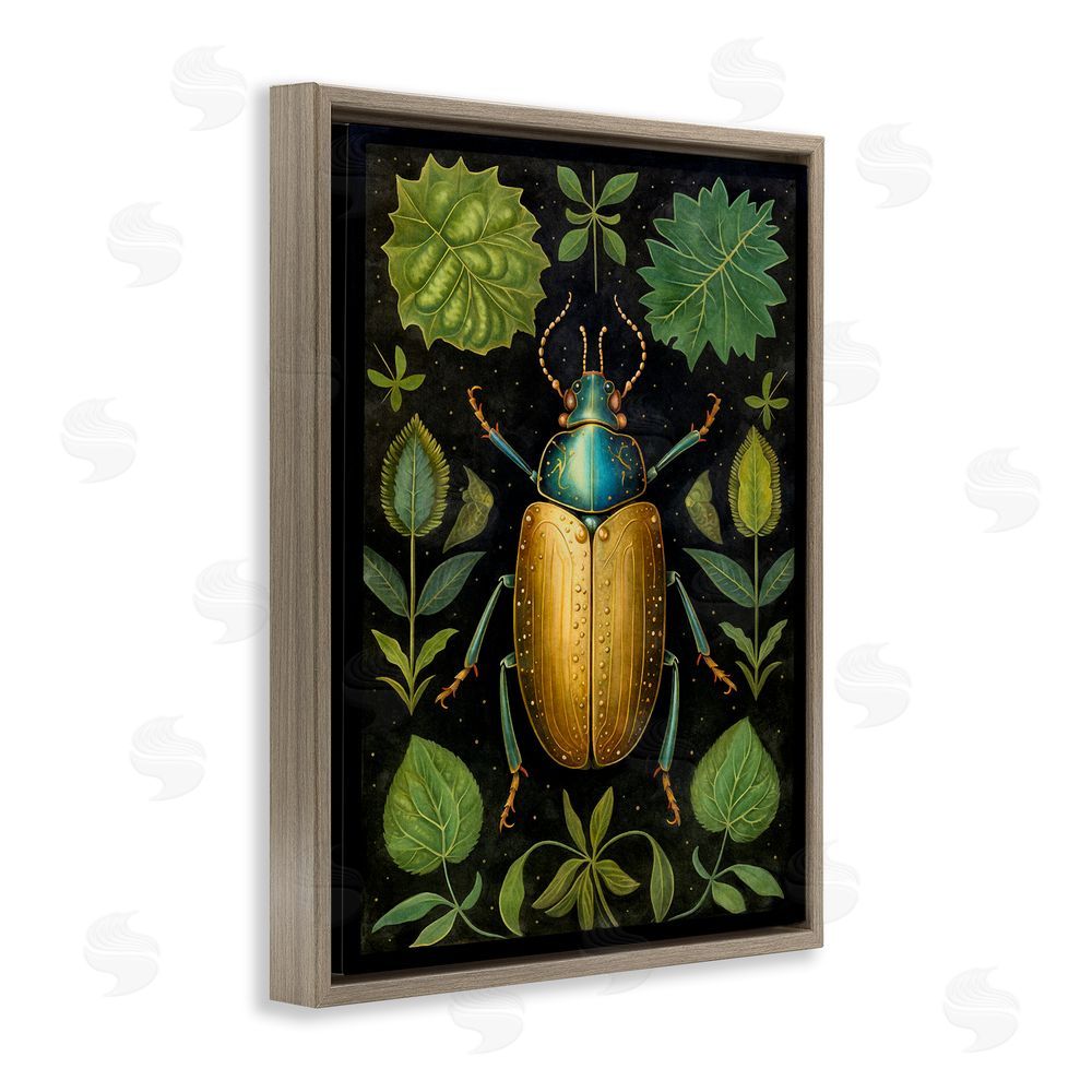 The Dutch Lady Botanical Beetle Study Brown Floating Frame Canvas Wall Art Print