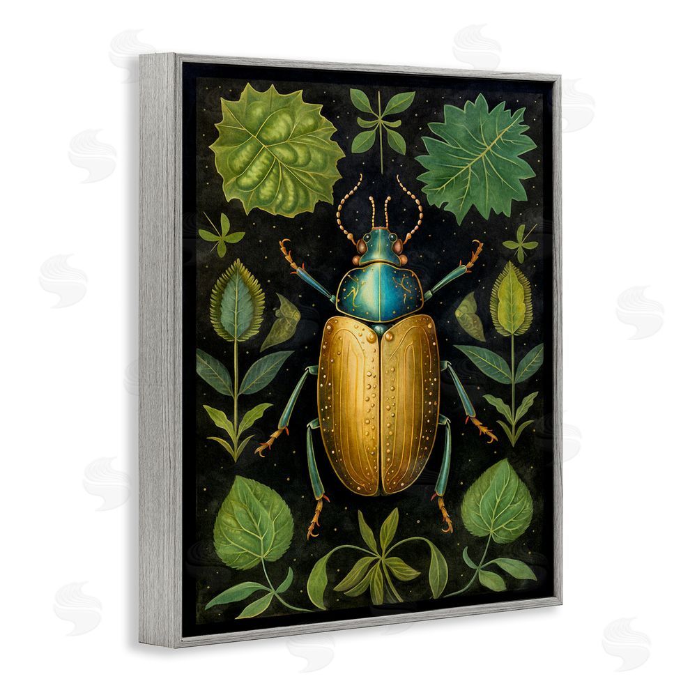 The Dutch Lady Botanical Beetle Study Gray Framed Giclee Wall Art Print