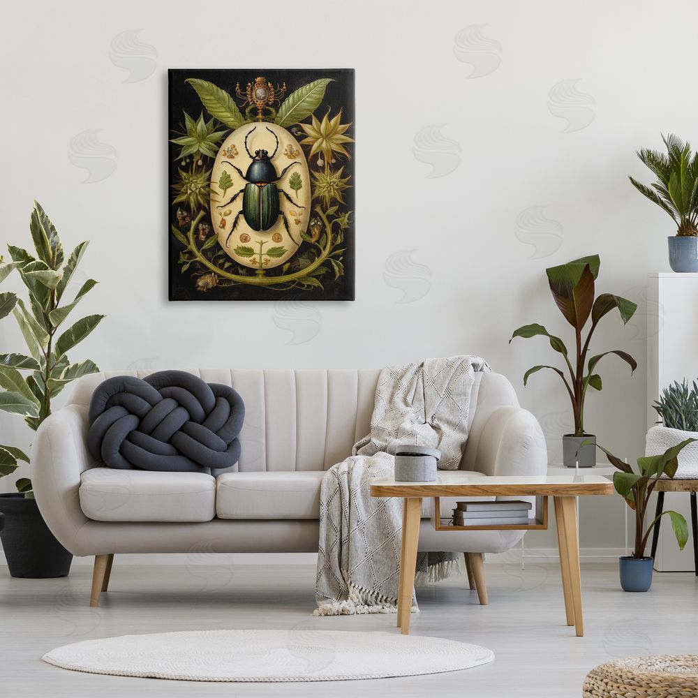 The Dutch Lady Vintage Beetle & Botanicals Canvas Wall Art Print in Room