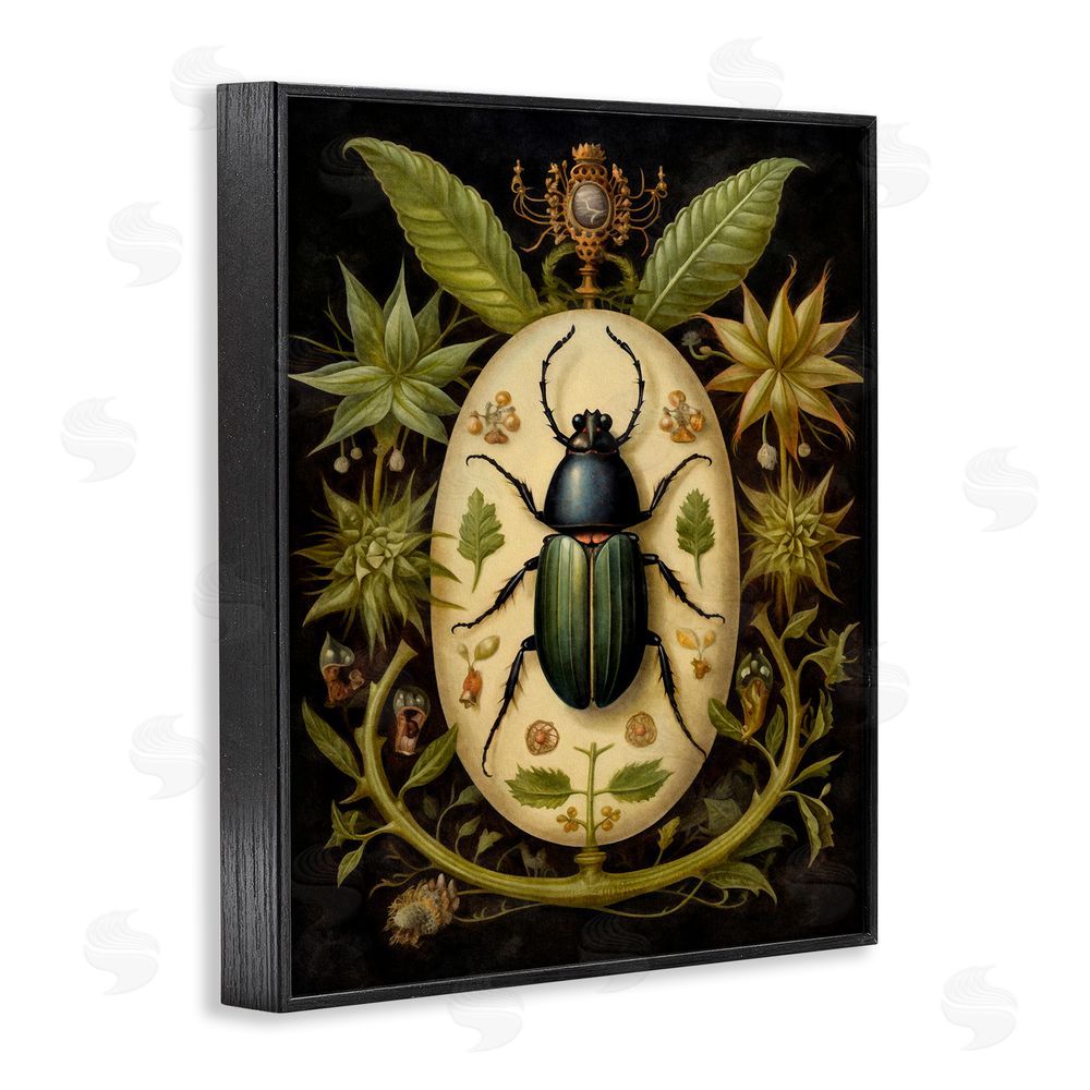 The Dutch Lady Vintage Beetle & Botanicals Black Framed Giclee Wall Art Print