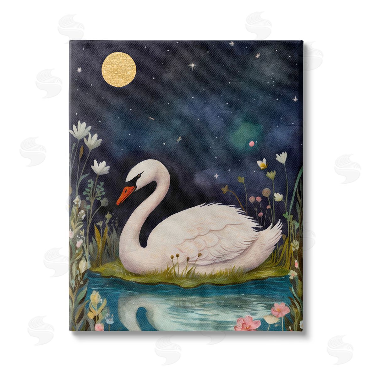 The Dutch Lady Sleeping Swan Night Sky Stretched Canvas Wall Art Print