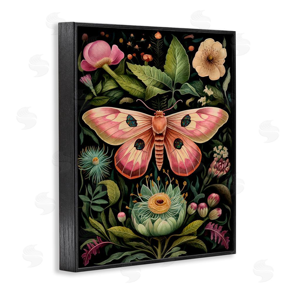The Dutch Lady Vintage Botanical Moth Black Framed Giclee Wall Art Print