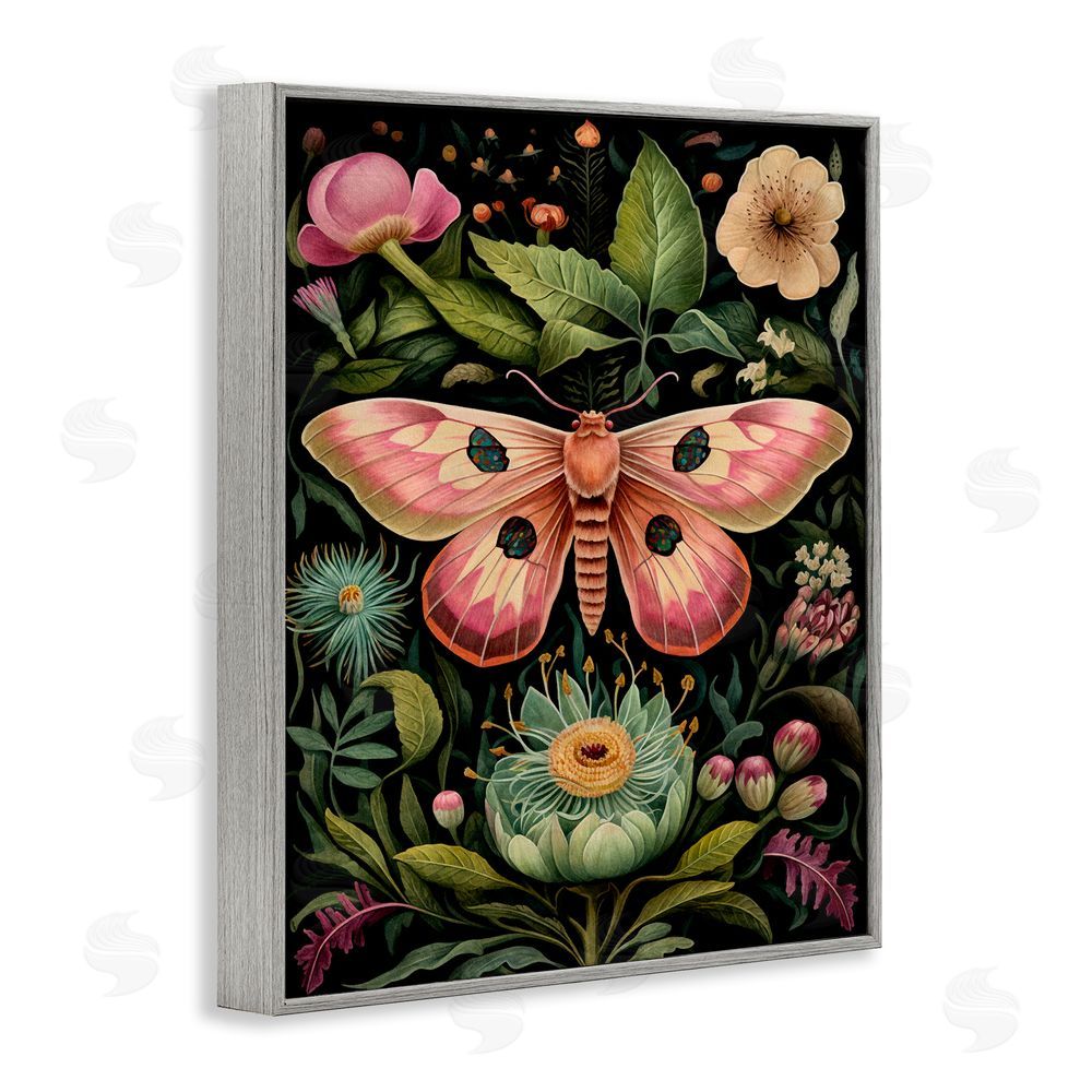 The Dutch Lady Vintage Botanical Moth Gray Framed Giclee Wall Art Print