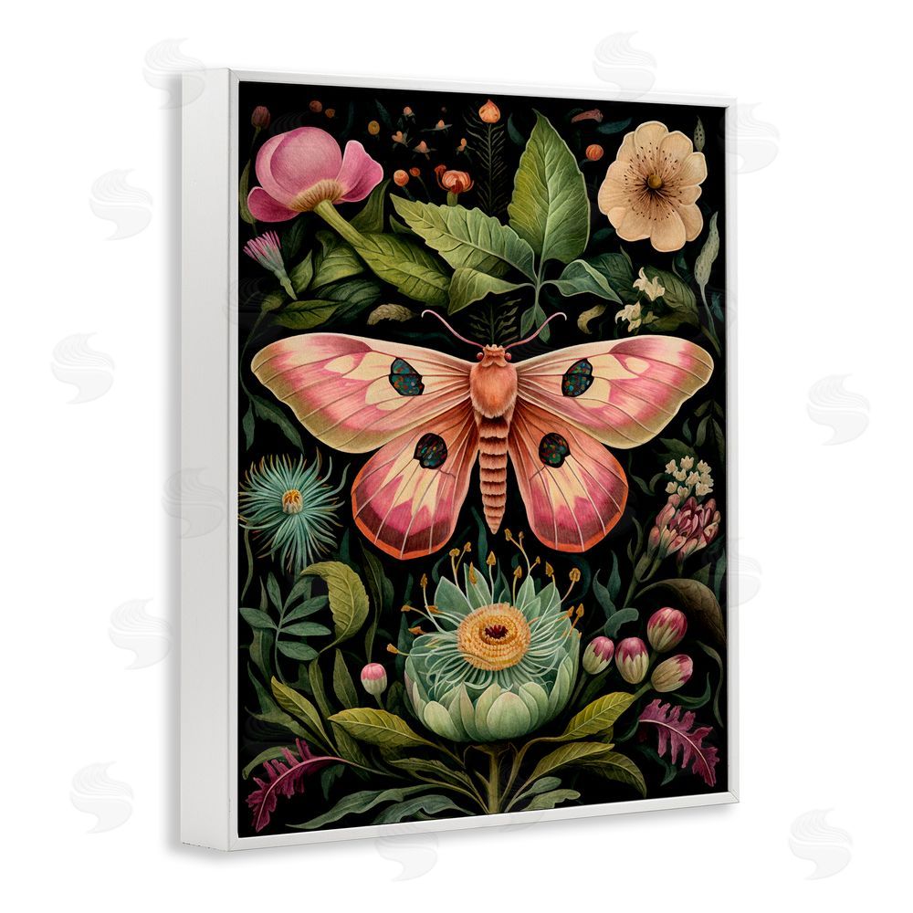 The Dutch Lady Vintage Botanical Moth White Framed Giclee Wall Art Print