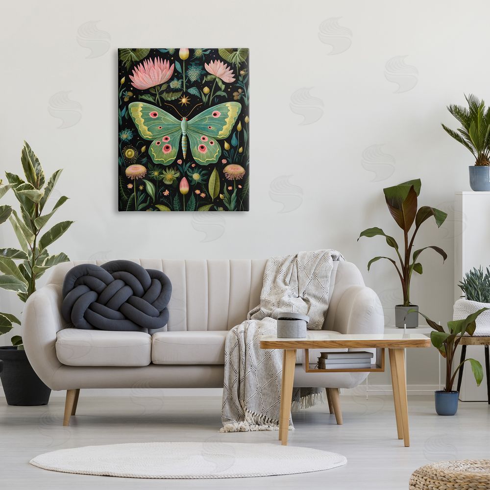 The Dutch Lady Moth with Nature Botanicals Canvas Wall Art Print in Room