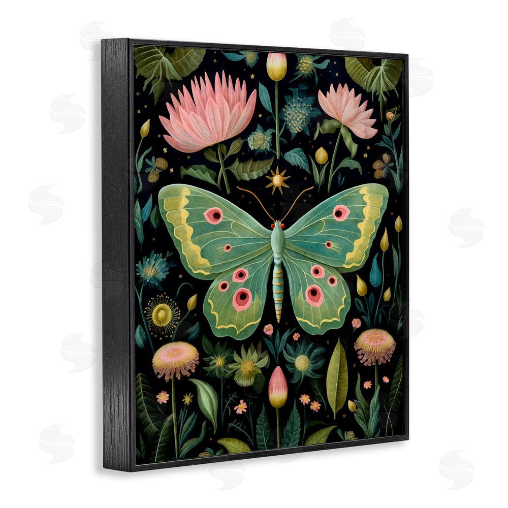 The Dutch Lady Moth with Nature Botanicals Black Framed Giclee Wall Art Print