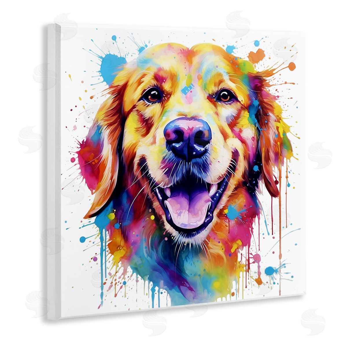 Happy Dog Paint Drip Wood Plaque Wall Art, Home Decor by MB Cunningham