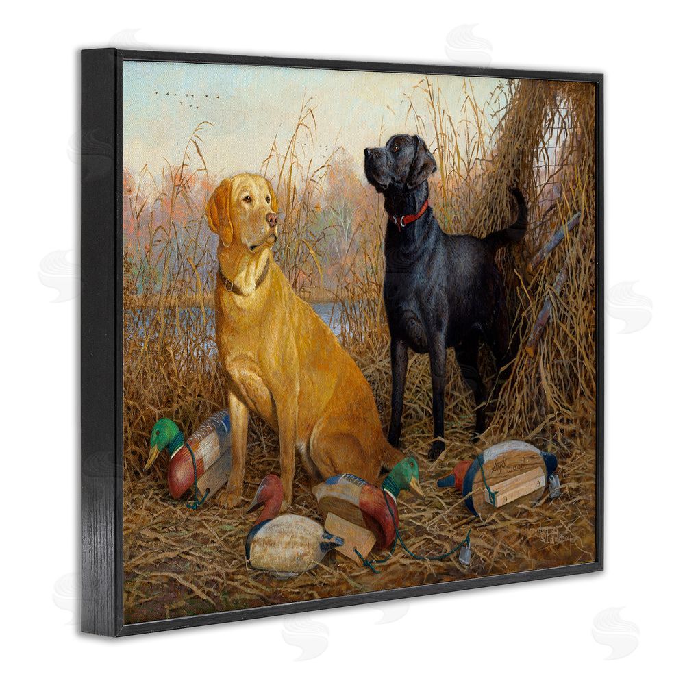 Hayden Lambson Hunting Dogs with Decoys Black Framed Giclee Wall Art Print