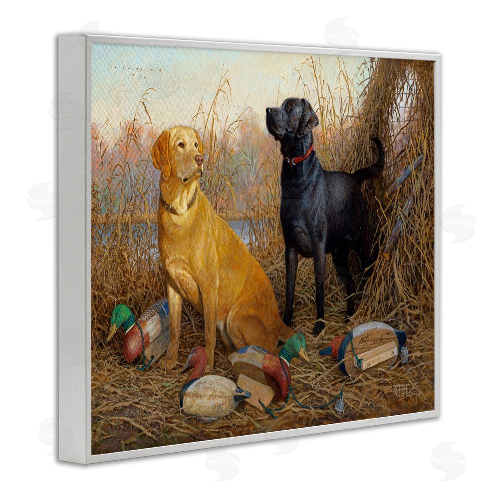 Hayden Lambson Hunting Dogs with Decoys White Framed Giclee Wall Art Print