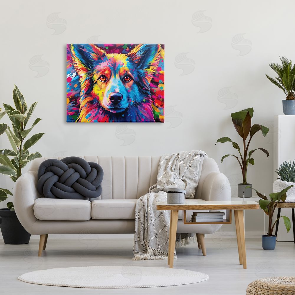 Image World Dog with Vivid Paint Splash Canvas Wall Art Print in Room