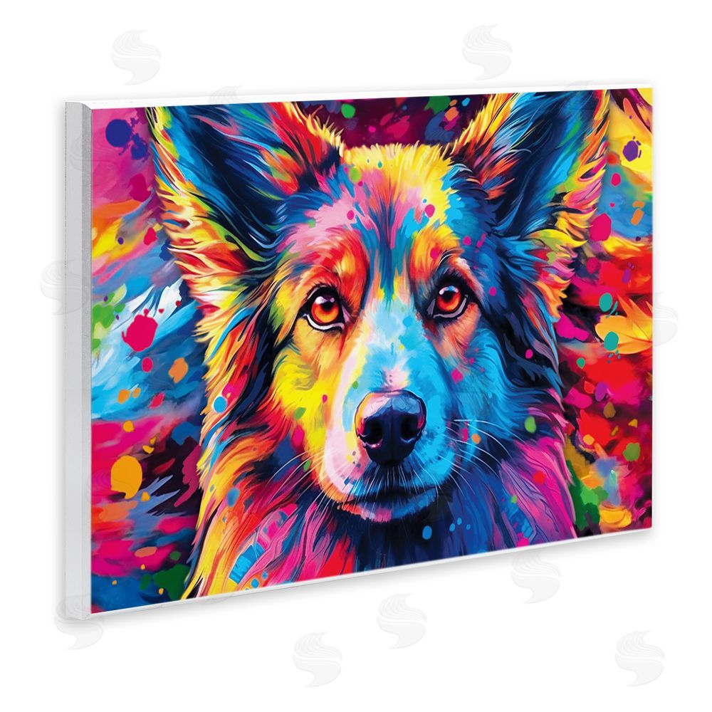 Image World Dog with Vivid Paint Splash Wall Plaque Art Print