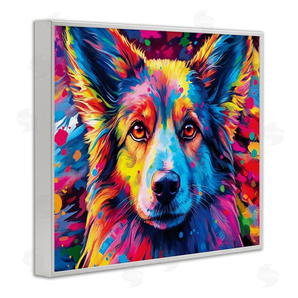 Image World Dog with Vivid Paint Splash White Framed Giclee Wall Art Print