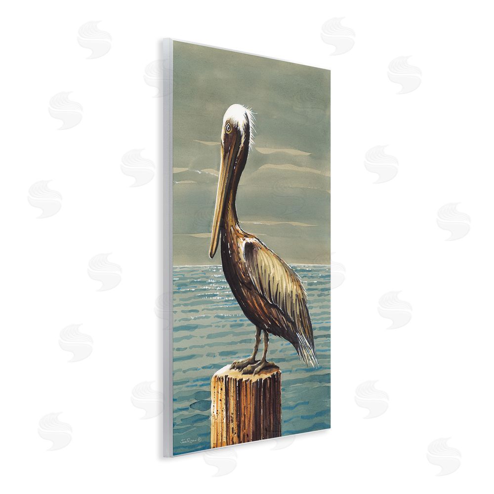 John Rossini Pelican and Cloudy Seascape Wall Plaque Art Print