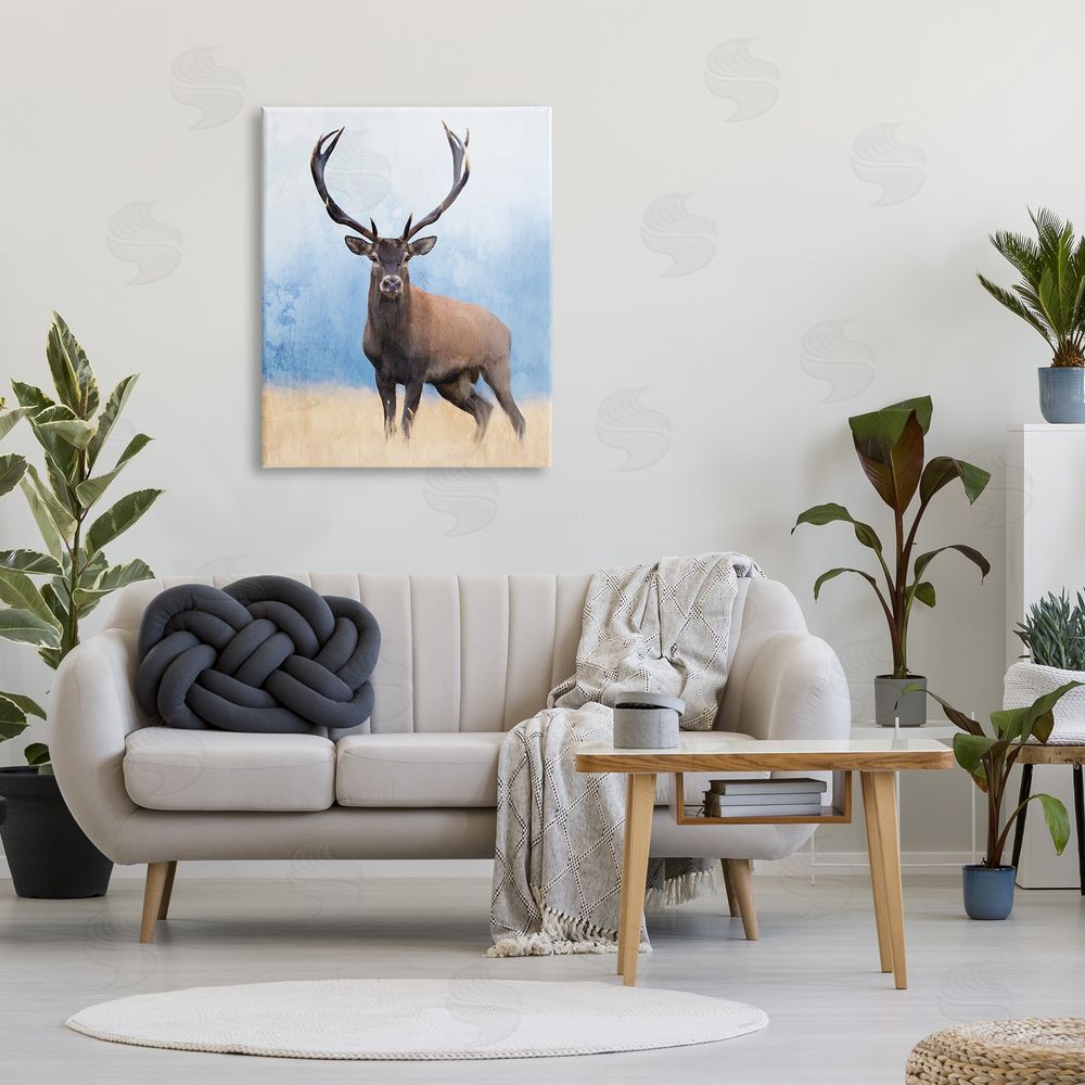 Kim Allen Deer in Open Field Canvas Wall Art Print in Room