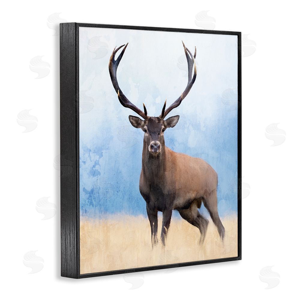 Kim Allen Deer in Open Field Black Framed Giclee Wall Art Print