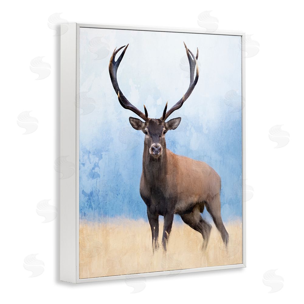 Kim Allen Deer in Open Field White Framed Giclee Wall Art Print