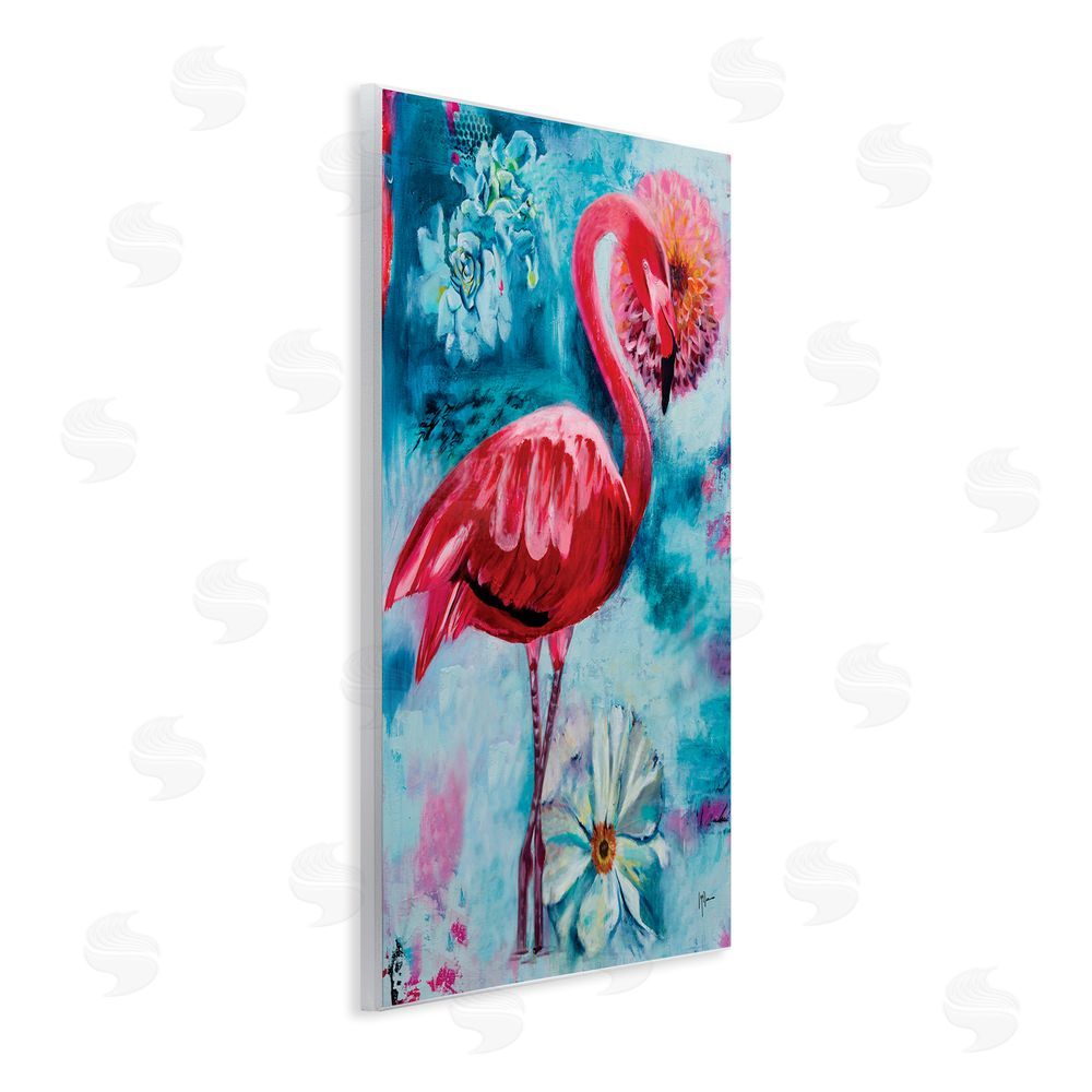 Linda McClure Modern Flamingo & Blooms Wall Plaque Art Print