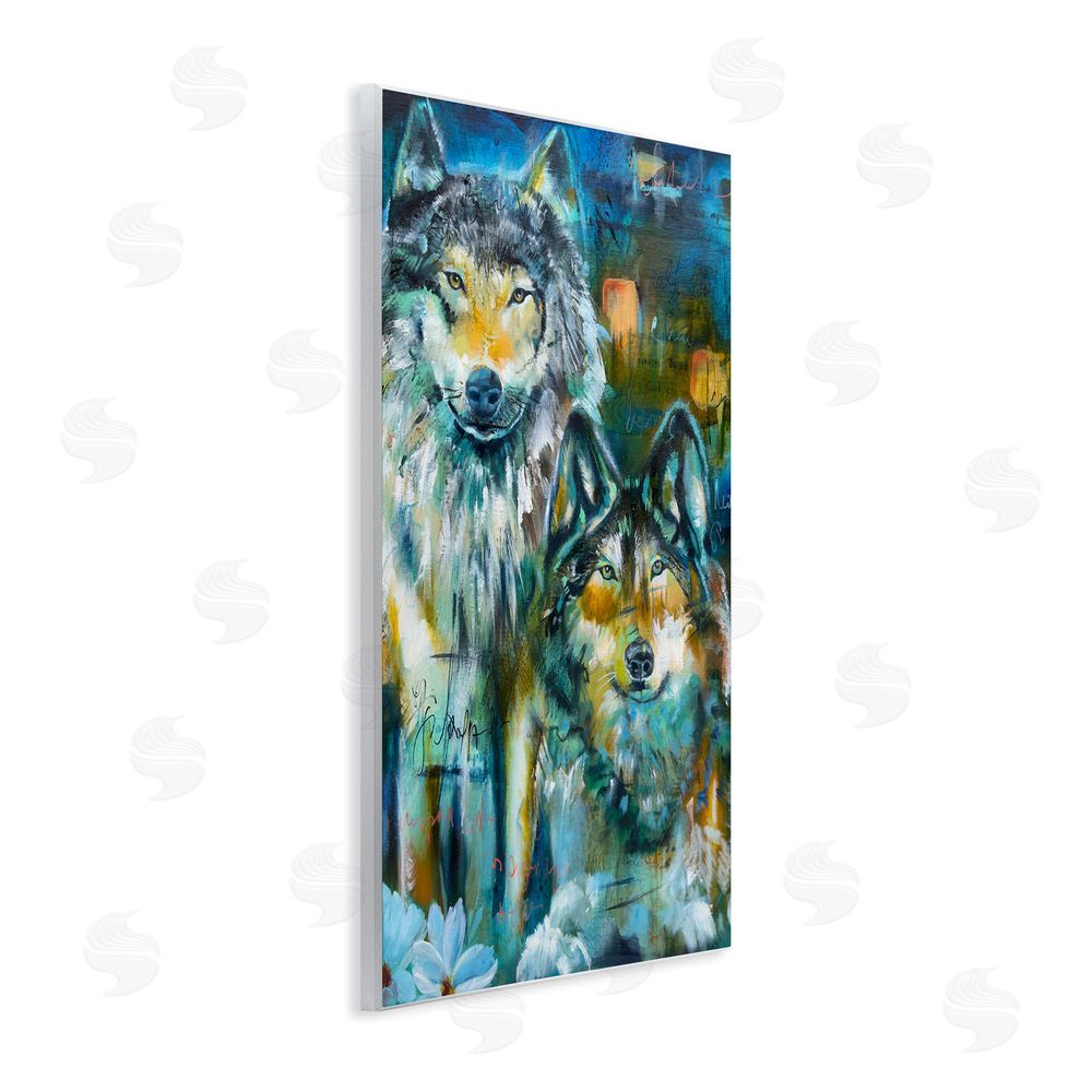 Linda McClure Abstract Wolf Pair Wall Plaque Art Print