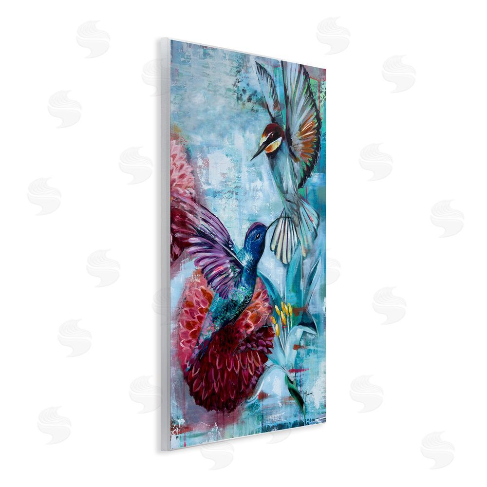 Linda McClure Hummingbirds & Dahlias Wall Plaque Art Print