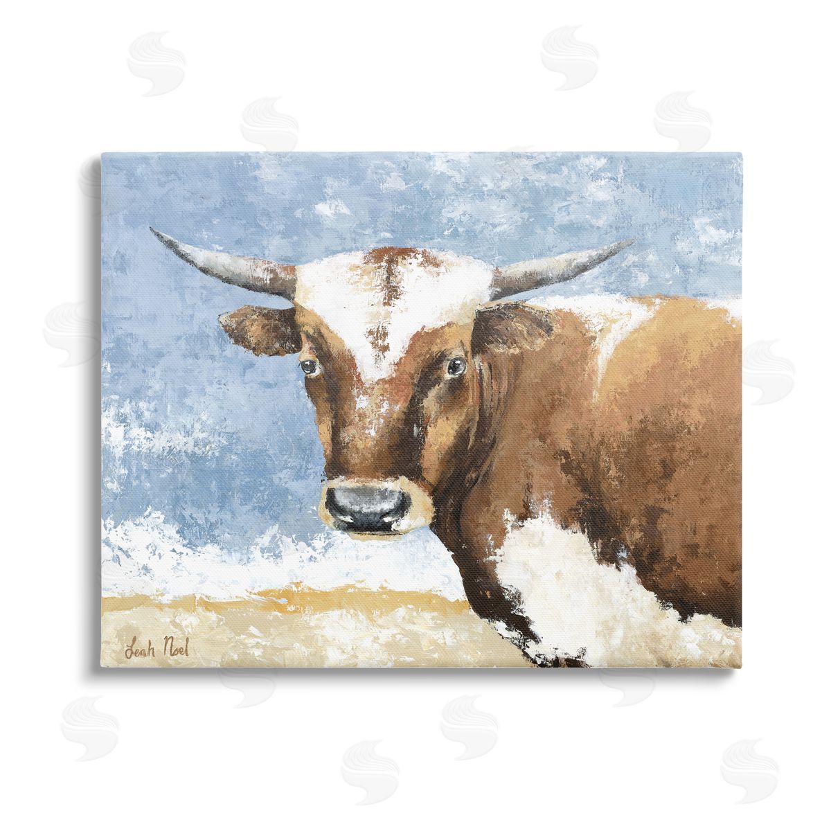 Leah Noel Art Abstract Cow Calf Stretched Canvas Wall Art Print