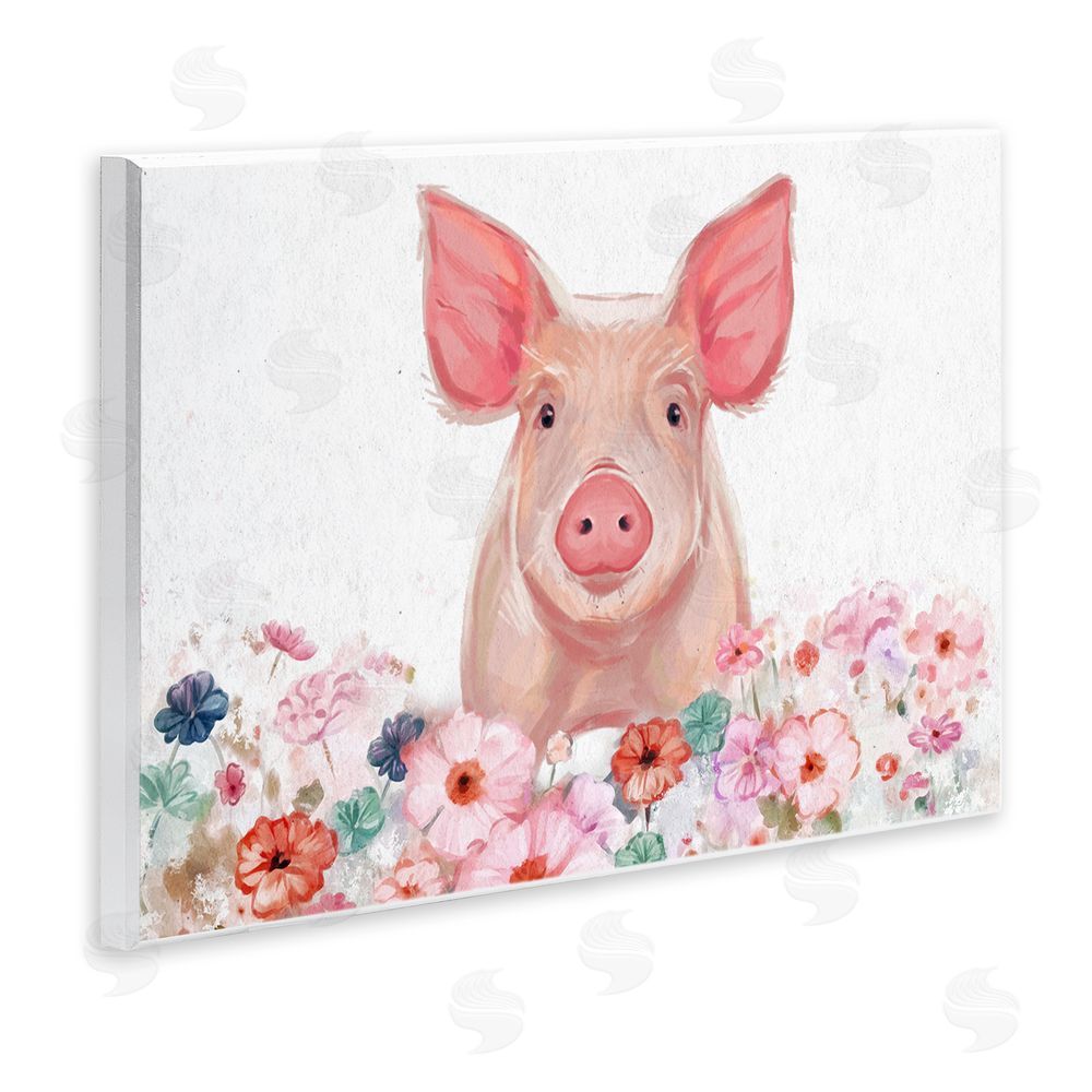 Ziwei Li Pastel Piglet & Florals Wall Plaque Art Print
