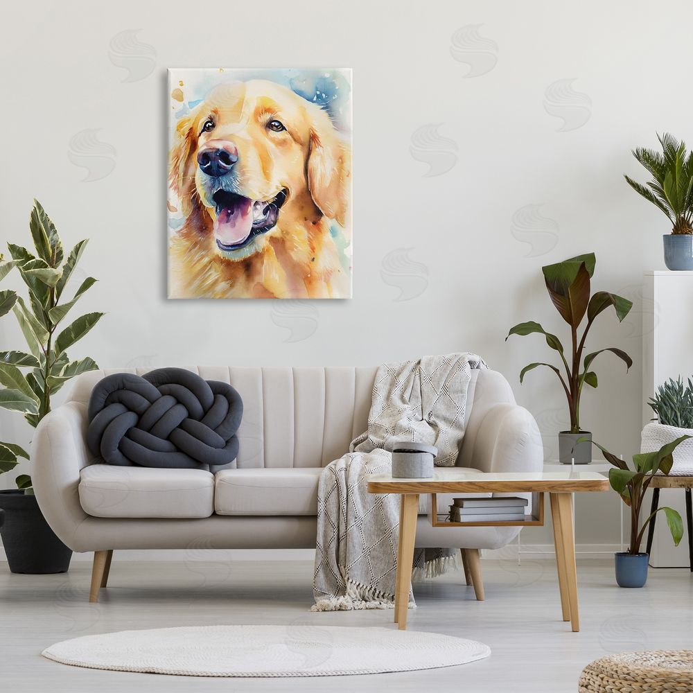 Petal Prints Design Happy Retriever Portrait Canvas Wall Art Print in Room