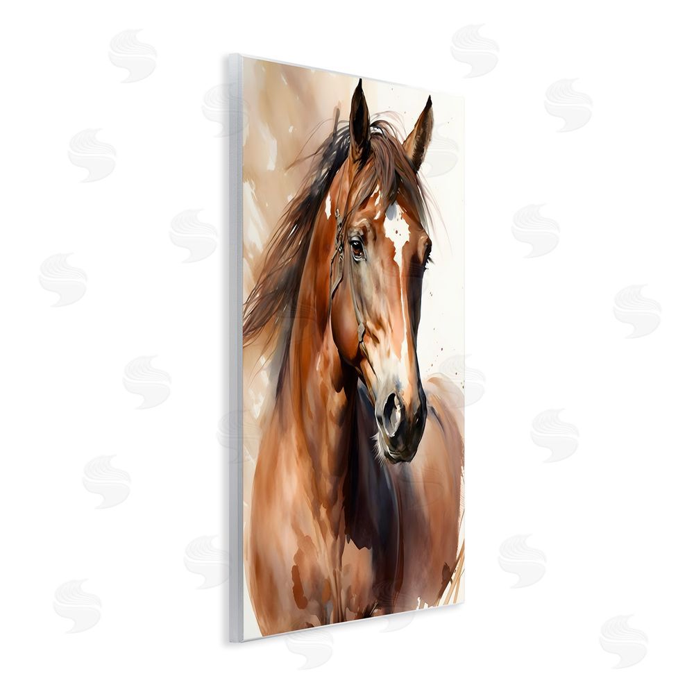 Petal Prints Design Brown Horse Painting Wall Plaque Art Print