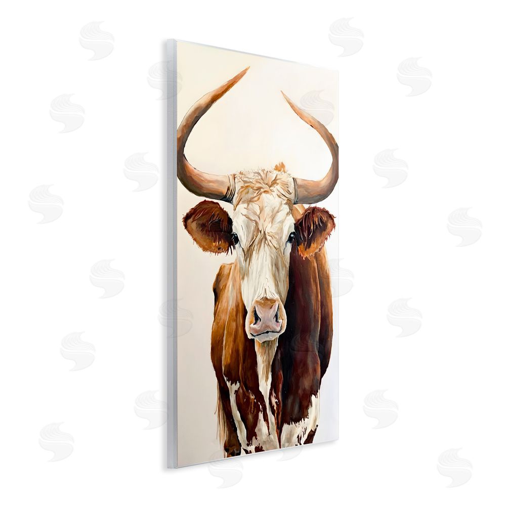 Petal Prints Design Longhorn with Curved Horns Wall Plaque Art Print