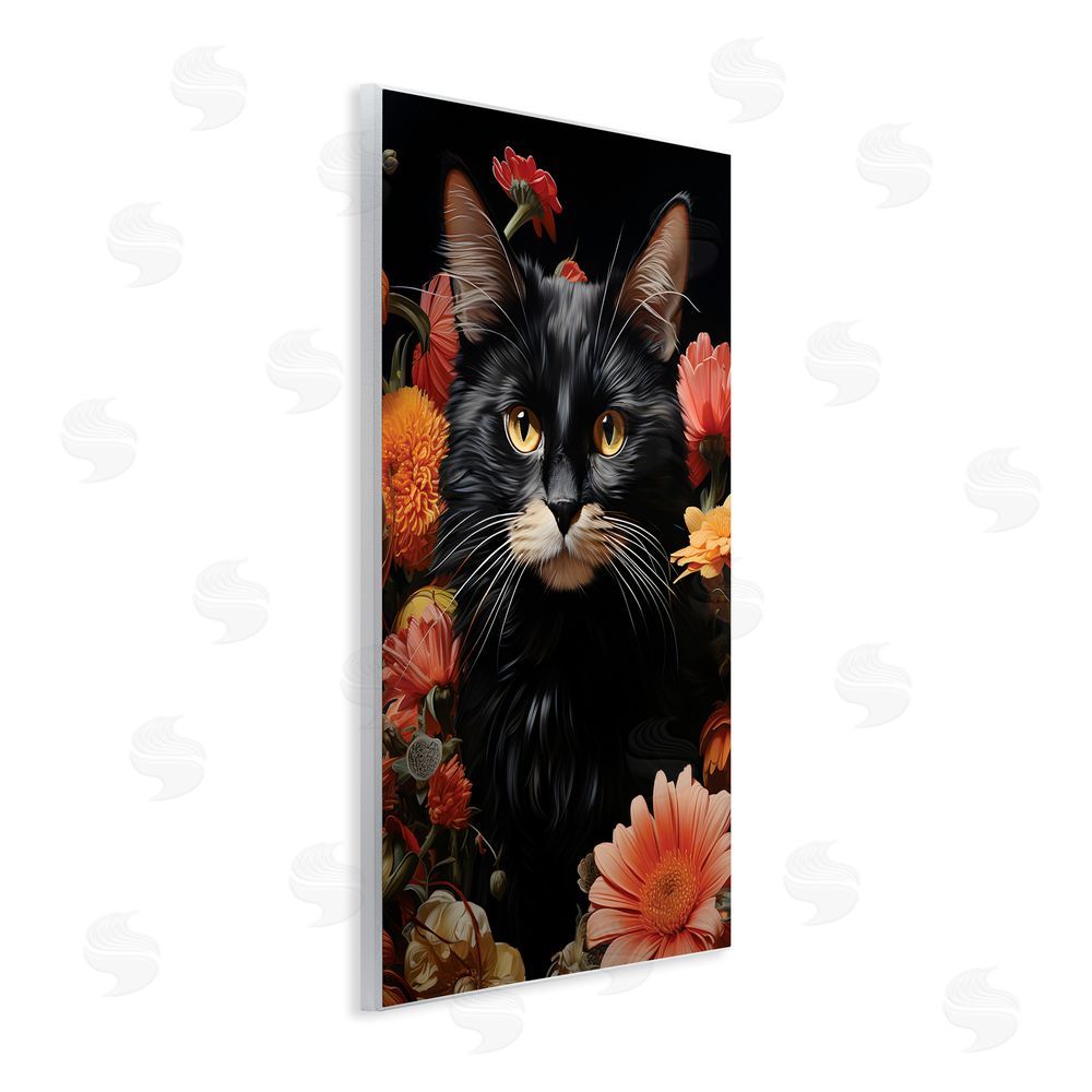 Gary Shergill Designs Cat & Blooming Flowers Wall Plaque Art Print
