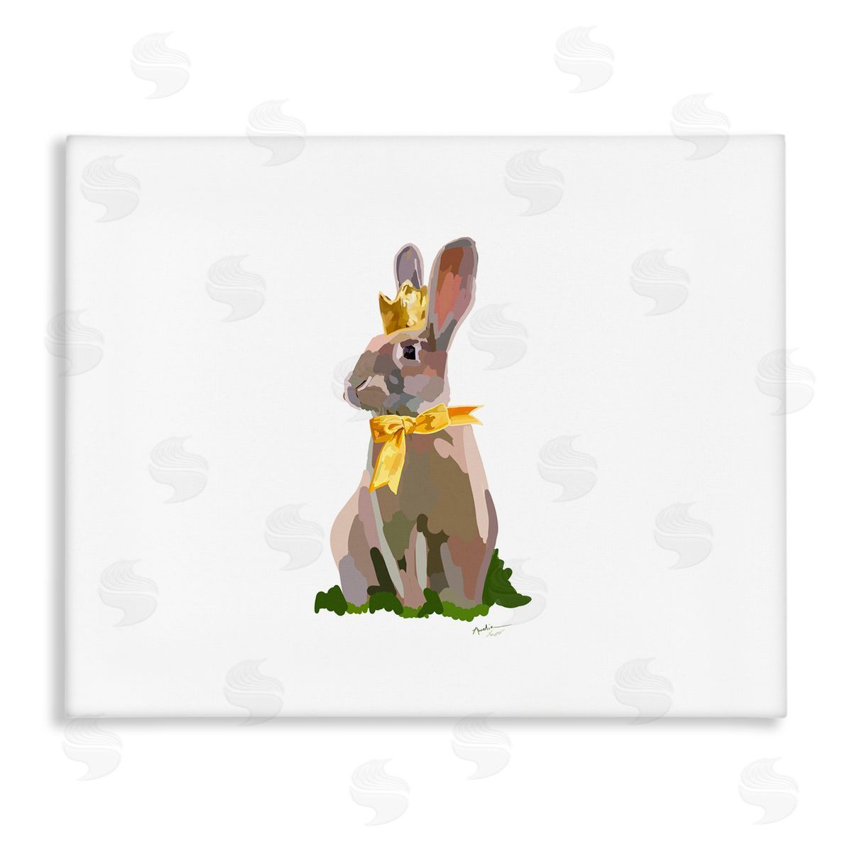 Amelia Noyes Royal Bunny with Crown Stretched Canvas Wall Art Print