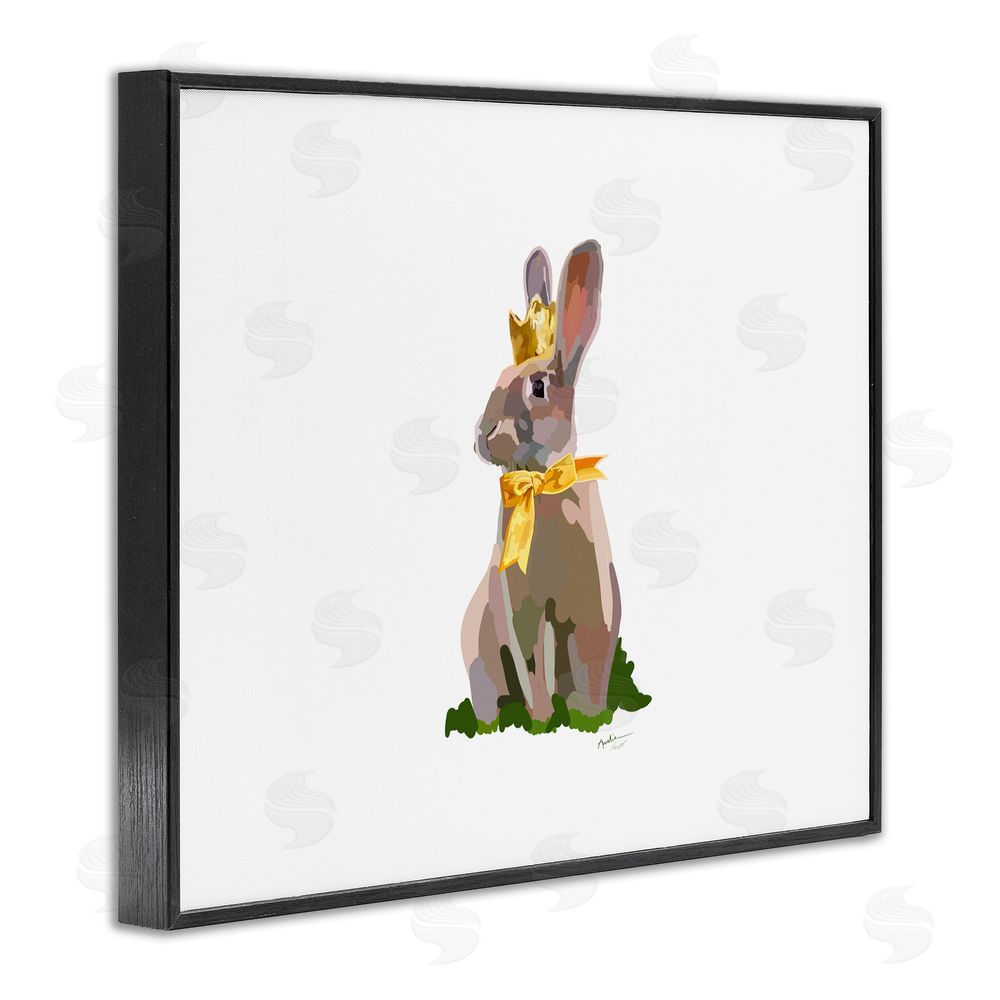 Amelia Noyes Royal Bunny with Crown Black Framed Giclee Wall Art Print