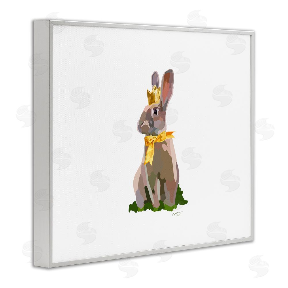 Amelia Noyes Royal Bunny with Crown White Framed Giclee Wall Art Print