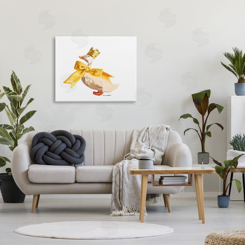 Amelia Noyes Royal Duck with Bow Canvas Wall Art Print in Room