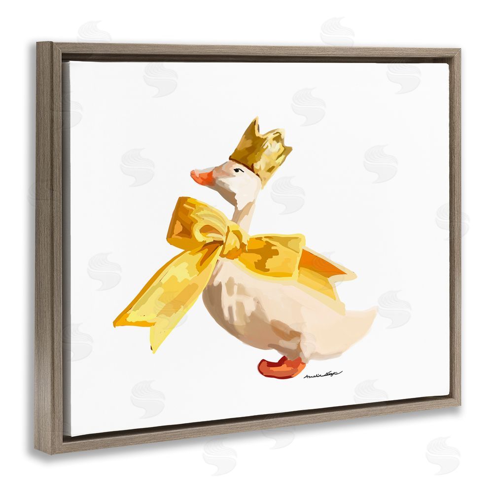 Amelia Noyes Royal Duck with Bow Brown Floating Frame Canvas Wall Art Print