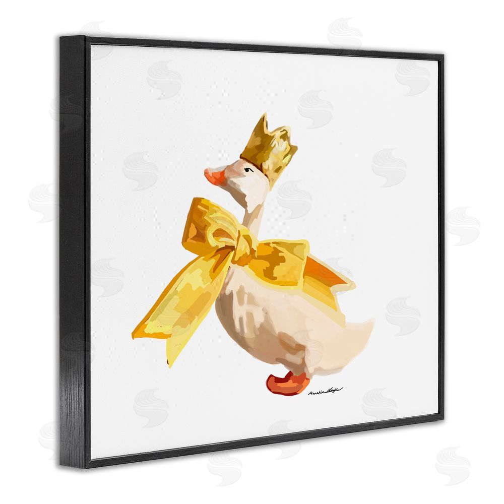 Amelia Noyes Royal Duck with Bow Black Framed Giclee Wall Art Print