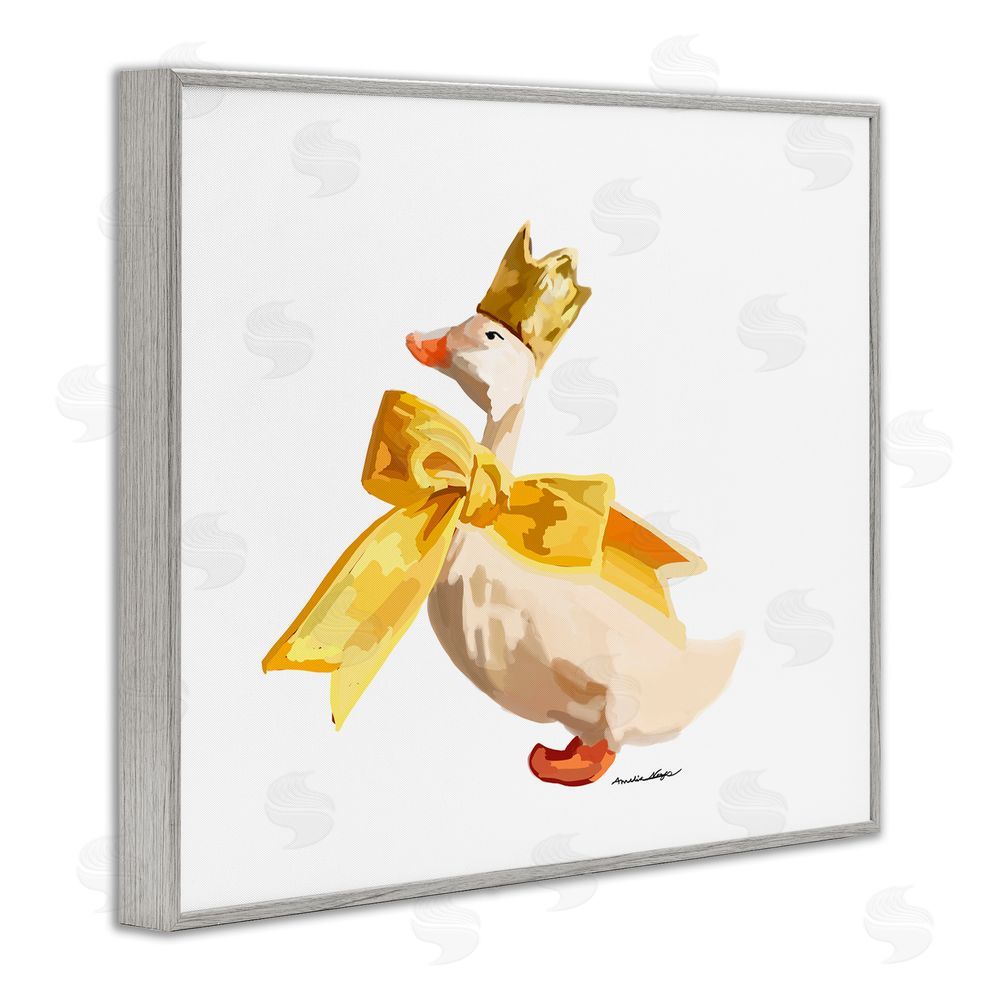 Amelia Noyes Royal Duck with Bow Gray Framed Giclee Wall Art Print
