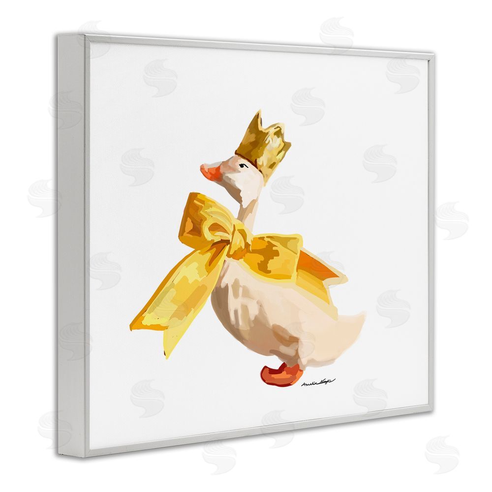 Amelia Noyes Royal Duck with Bow White Framed Giclee Wall Art Print