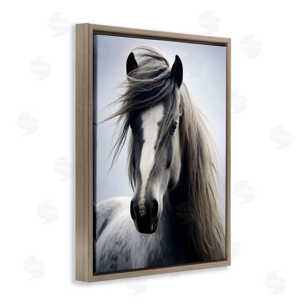 Ray Powers Windblown Horse Mane Brown Floating Frame Canvas Wall Art Print
