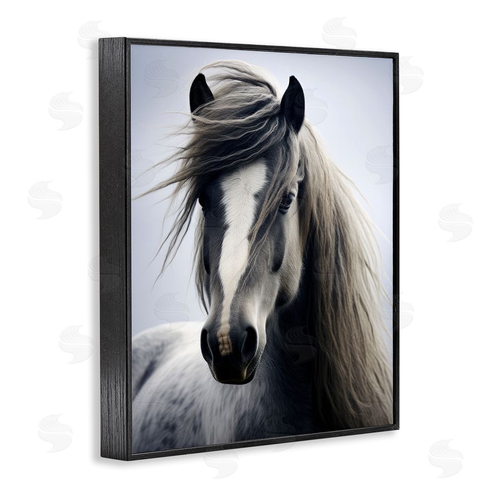 Ray Powers Windblown Horse Mane Black Framed Giclee Wall Art Print