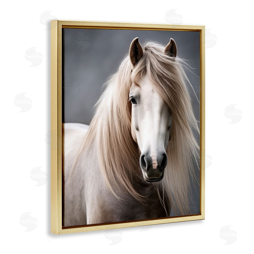 Ray Powers Silky Haired Horse Gold Floating Frame Canvas Wall Art Print