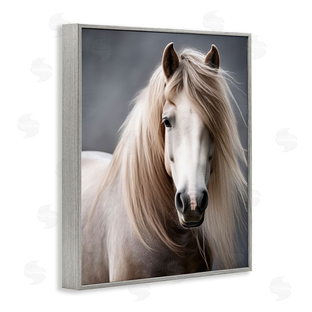 Ray Powers Silky Haired Horse Gray Framed Giclee Wall Art Print