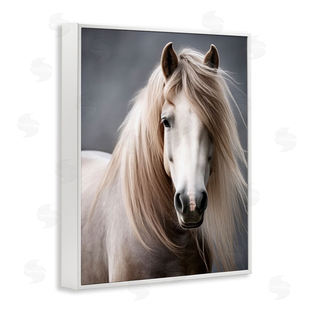 Ray Powers Silky Haired Horse White Framed Giclee Wall Art Print
