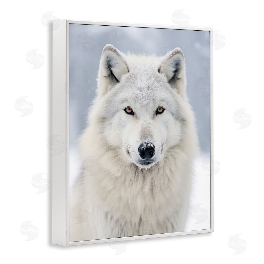 Ray Powers White Wolf in Snow White Framed Giclee Wall Art Print