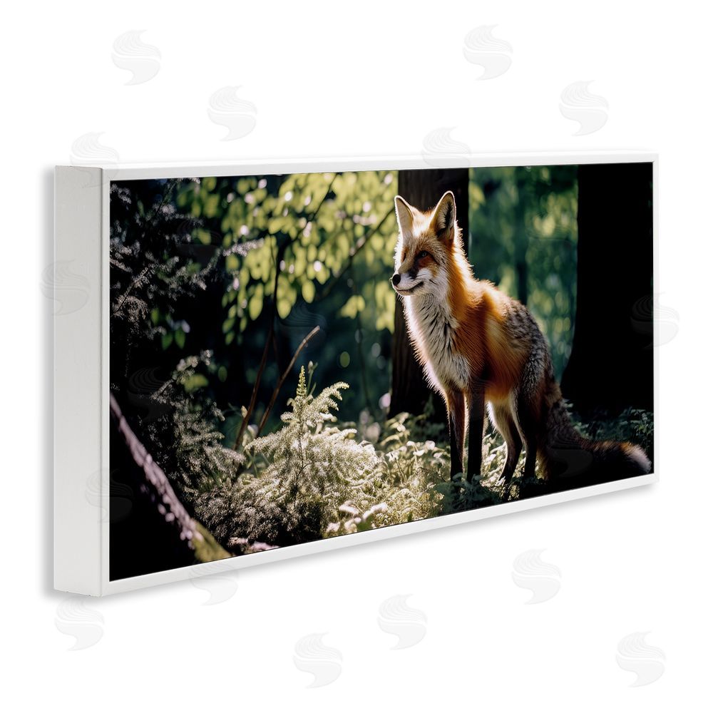Ray Powers Fox in Sunlit Forest White Framed Giclee Wall Art Print