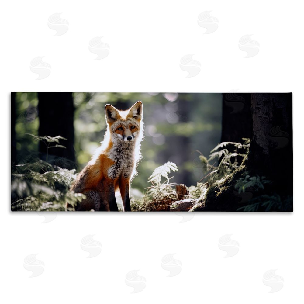 Ray Powers Fox Under Sun Rays Stretched Canvas Wall Art Print