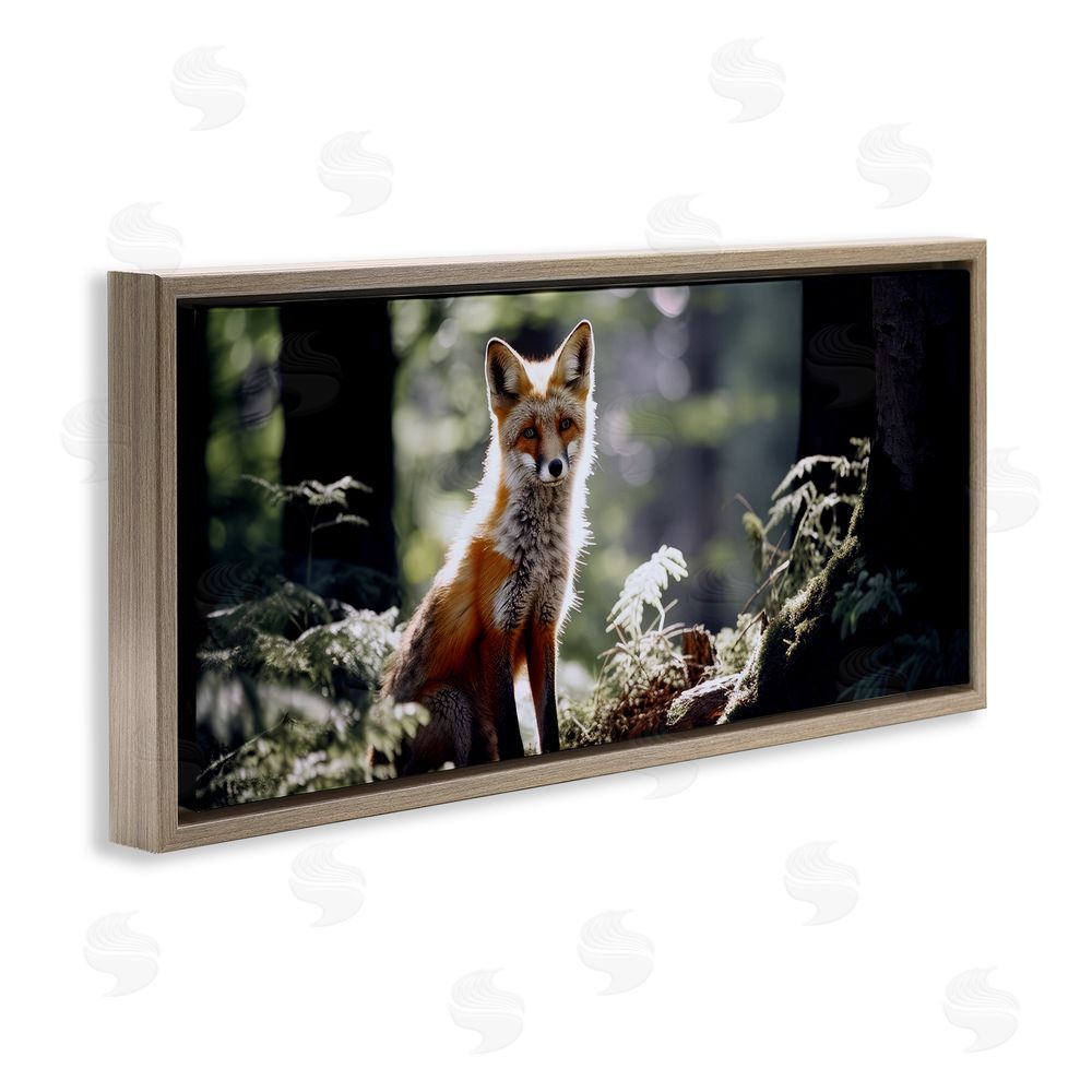 Ray Powers Fox Under Sun Rays Brown Floating Frame Canvas Wall Art Print