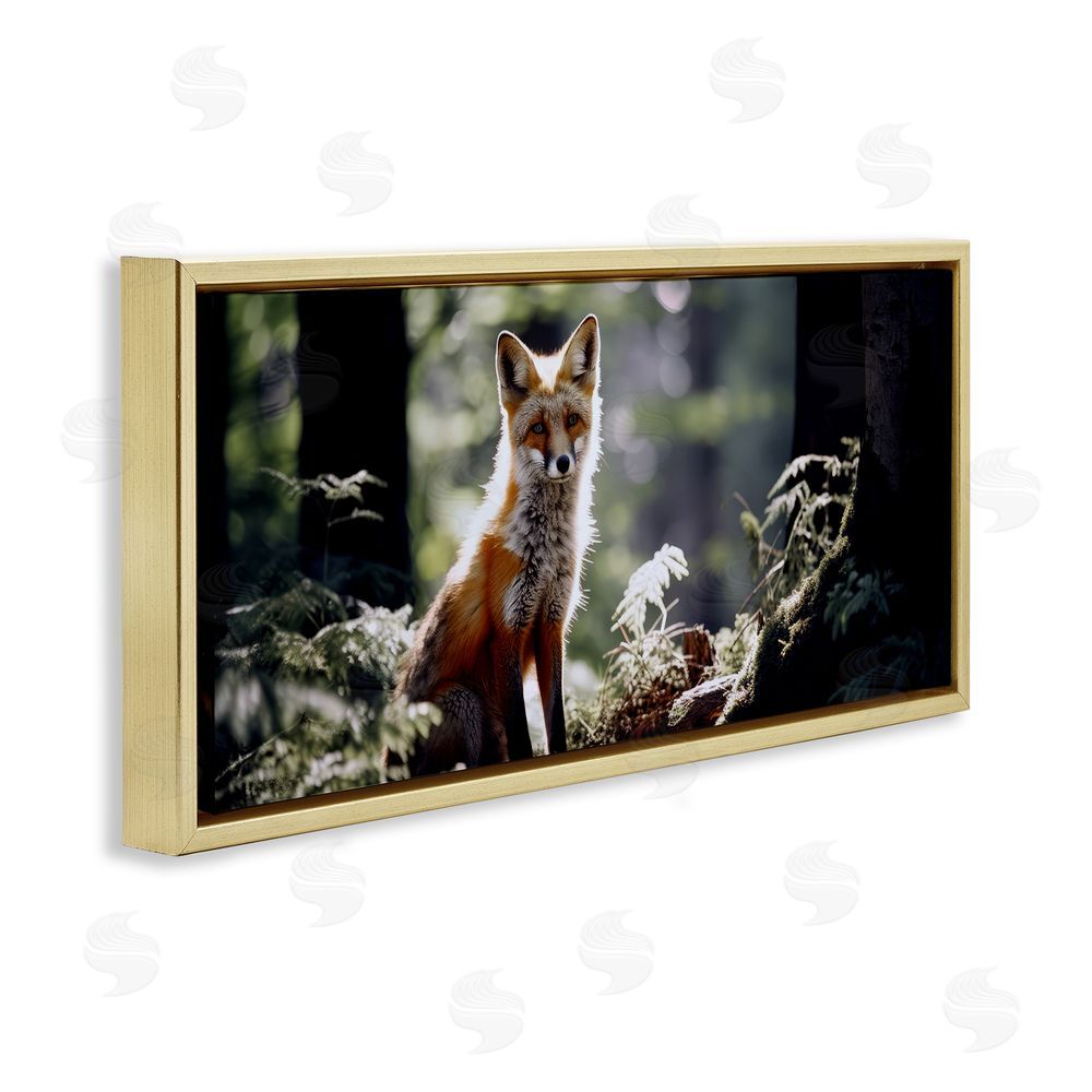 Ray Powers Fox Under Sun Rays Gold Floating Frame Canvas Wall Art Print