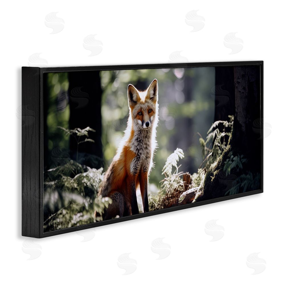 Ray Powers Fox Under Sun Rays Black Framed Giclee Wall Art Print